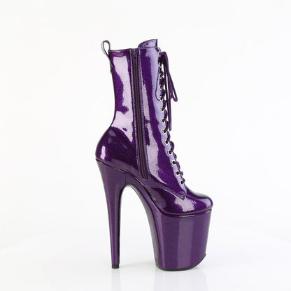FLAMINGO-1040GP Pleaser Purple Glitter 8 Inch Exotic Dancer Ankle Boots
