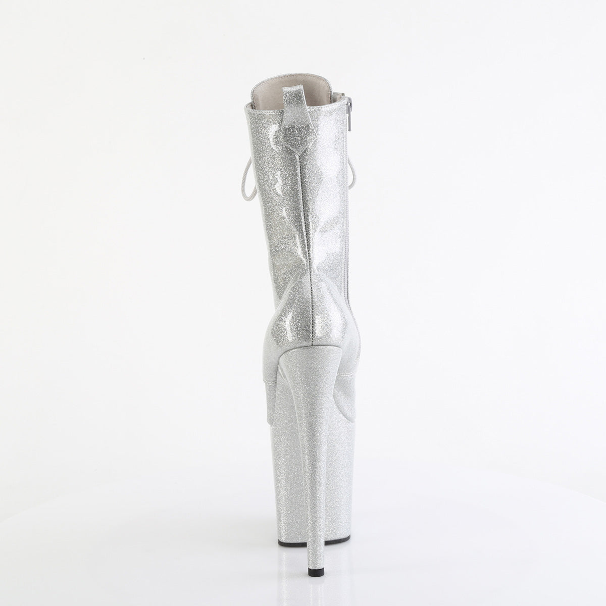 FLAMINGO-1040GP Pleaser Silver Glitter 8 Inch Platform Ankle Boots