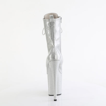 FLAMINGO-1040GP Pleaser Silver Glitter 8 Inch Platform Ankle Boots