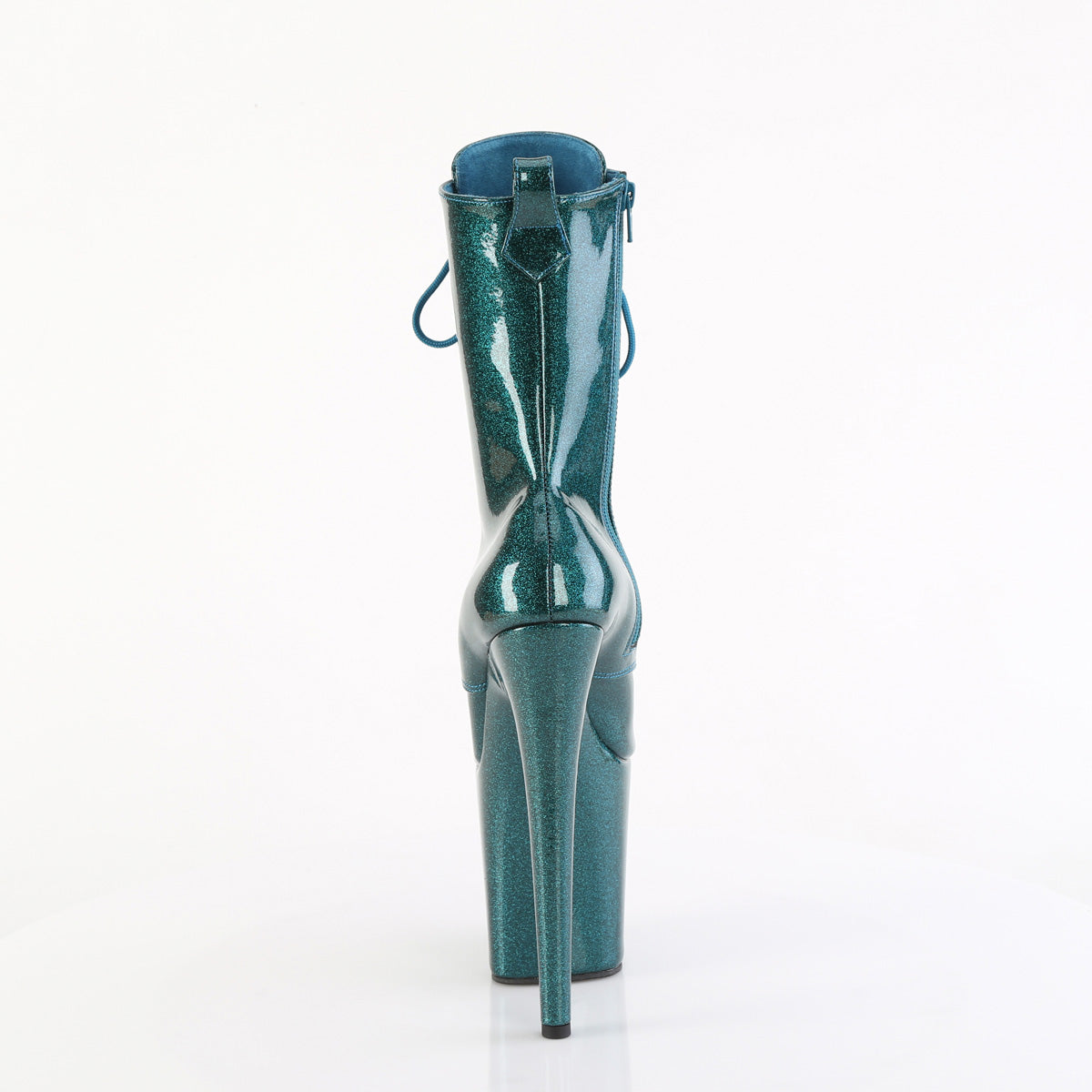 FLAMINGO-1040GP Pleaser Teal Glitter 8 Inch Dancer Platform Ankle Boots