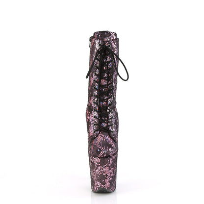 FLAMINGO-1040SPF Pleaser Baby Pink Metallic 8 Inch Strippers Ankle Boots