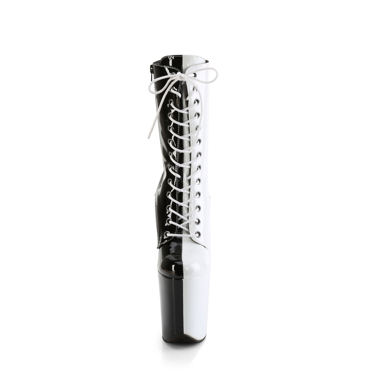 FLAMINGO-1040TT Pleaser Black White 8 Inch Platform Pole Ankle Boots