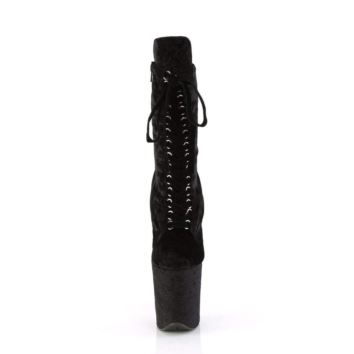 FLAMINGO-1045VEL Pleaser Black 8 Inch Platform Ankle Boots