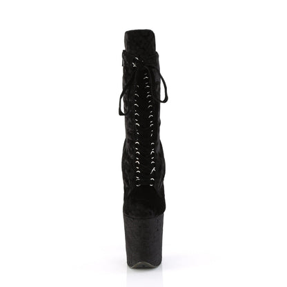 FLAMINGO-1045VEL Pleaser Black 8 Inch Platform Ankle Boots