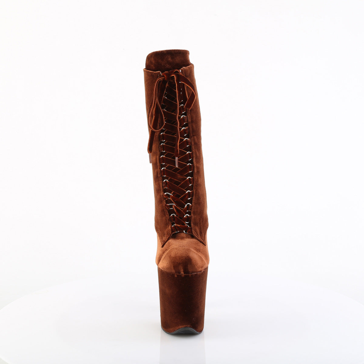 FLAMINGO-1045VEL Pleaser Brown 8 Inch Dancer Platform Ankle Boots