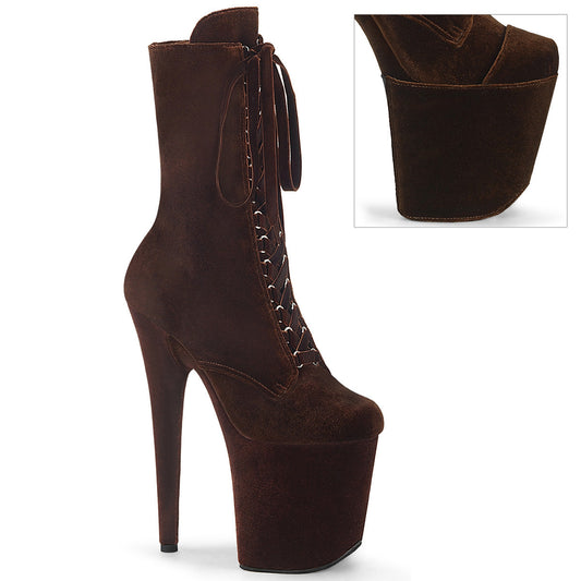 FLAMINGO-1045VEL Pleaser Brown 8 Inch Dancer Platform Ankle Boots Brown Velvet M