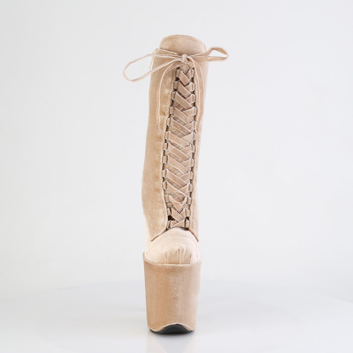 FLAMINGO-1045VEL Pleaser Cream 8 Inch Pole Dance Ankle Boots