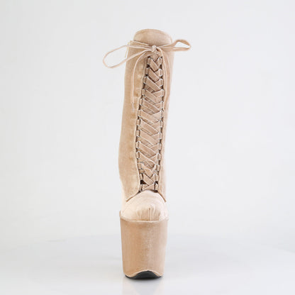 FLAMINGO-1045VEL Pleaser Cream 8 Inch Pole Dance Ankle Boots
