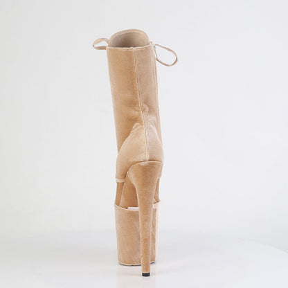 FLAMINGO-1045VEL Pleaser Cream 8 Inch Pole Dance Ankle Boots