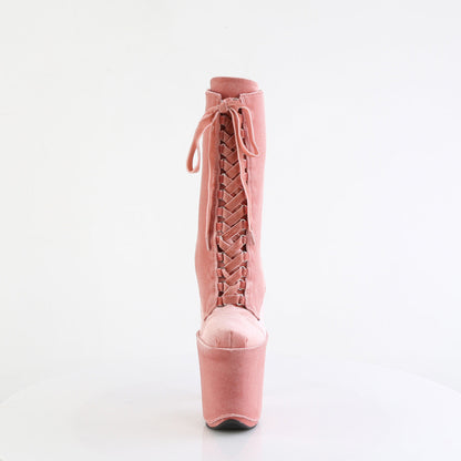 FLAMINGO-1045VEL Pleaser Dusty Pink 8 Inch Exotic Dance Ankle Boots