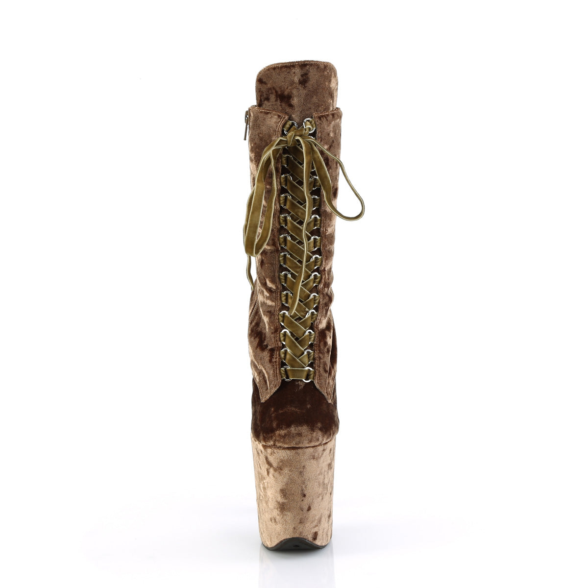 FLAMINGO-1045VEL Pleaser Khaki Velvet 8 Inch Exotic Dancing Ankle Boots