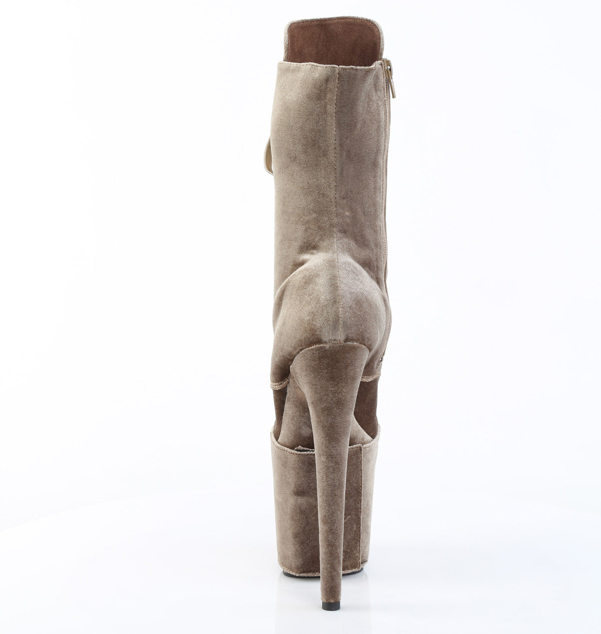 Pleaser FLAMINGO-1045VEL Khaki Lace-Up Platform Ankle Boots - 8 Inch Heels