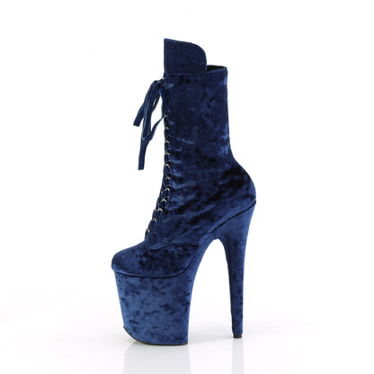 FLAMINGO-1045VEL Pleaser Navy Blue 8 Inch Pole Dance Ankle Boots