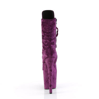 FLAMINGO-1045VEL Pleaser Purple 8 Inch Platform Pole Ankle Boots