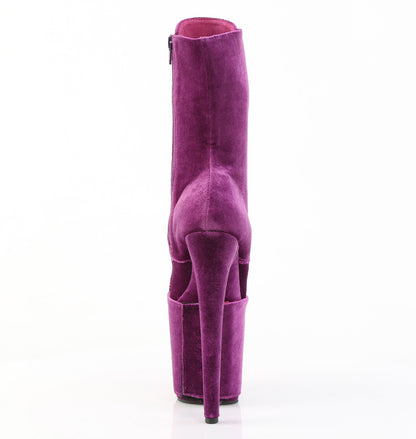 Pleaser FLAMINGO-1045VEL Purple Lace-Up Platform Ankle Boots - 8 Inch Heels