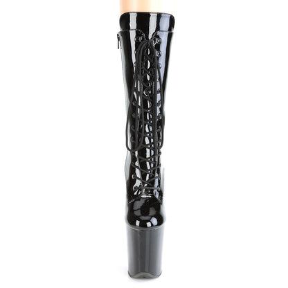 Pleaser FLAMINGO-1050 Black Lace-Up Platform Mid Calf Boots - 8 Inch Heels