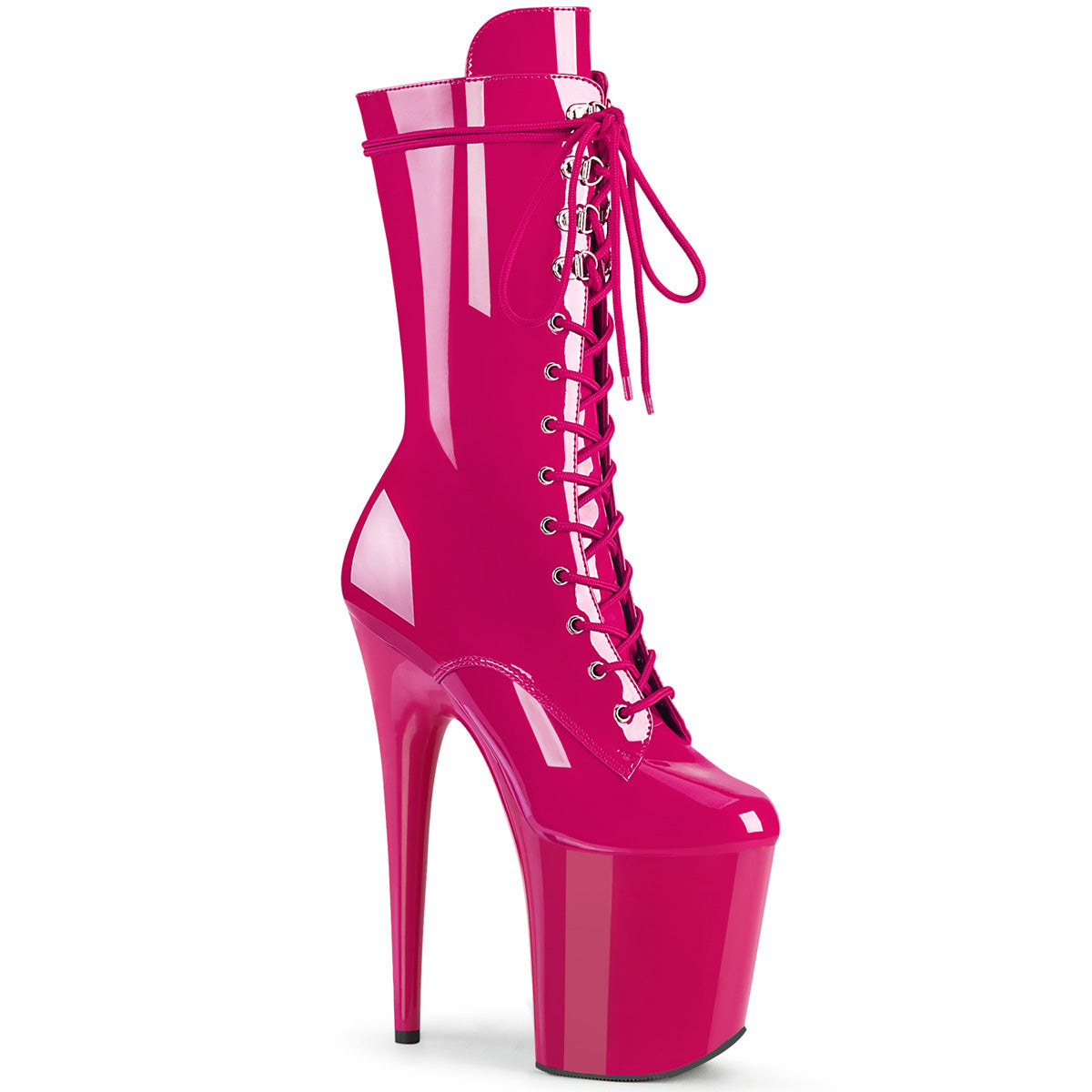FLAMINGO-1050 Pleaser H. Pink 8 Inch Pole Dancing Ankle Boots H. Pink Pat H. Pink