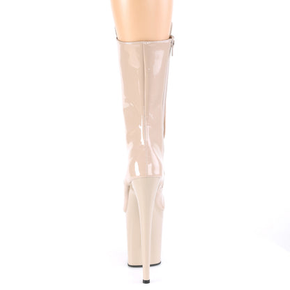 Pleaser FLAMINGO-1050 Nude Lace-Up Platform Mid Calf Boots - 8 Inch Heels