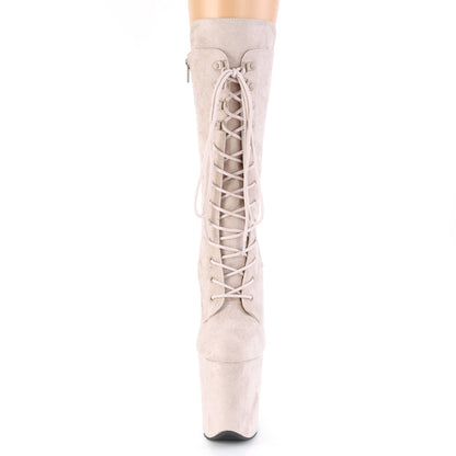 Pleaser FLAMINGO-1050FS Nude Lace-Up Platform Mid Calf Boots - 8 Inch Heels