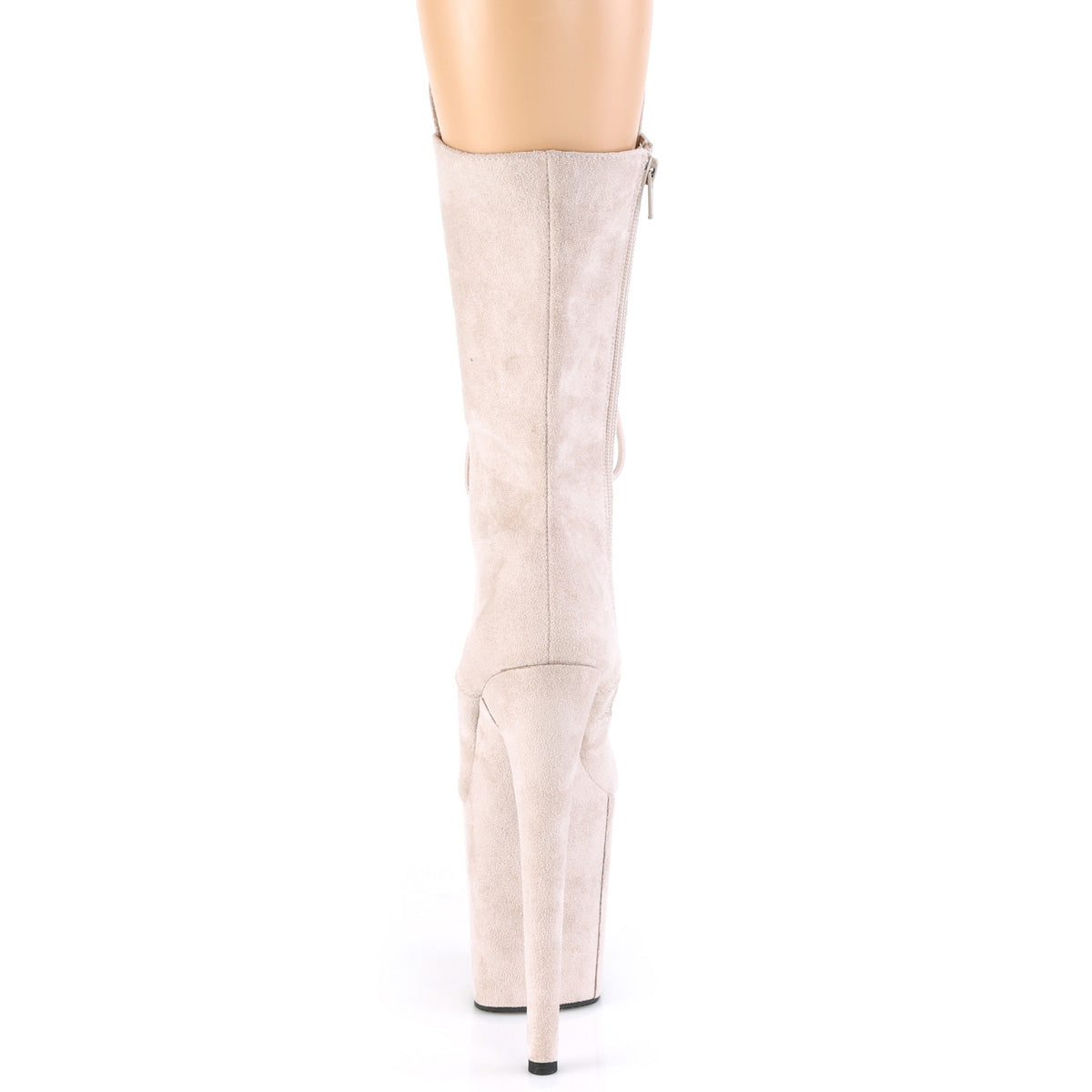 Pleaser FLAMINGO-1050FS Nude Lace-Up Platform Mid Calf Boots - 8 Inch Heels