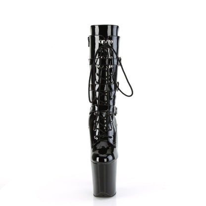 FLAMINGO-1053 Pleaser Black 8 Inch Pole Dancing Ankle Boots
