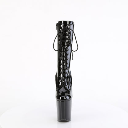 Pleaser FLAMINGO-1054 Black Lace-Up Platform Mid Calf Boots - 8 Inch Heels