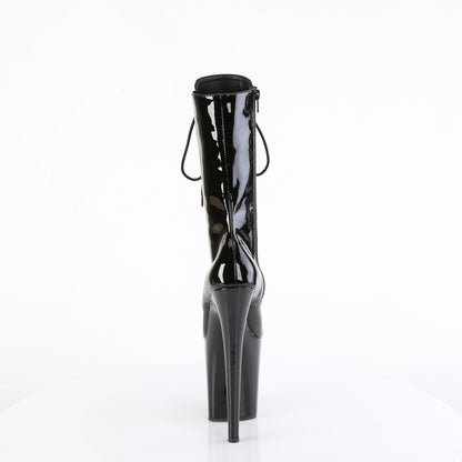 Pleaser FLAMINGO-1054 Black Lace-Up Platform Mid Calf Boots - 8 Inch Heels