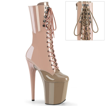 FLAMINGO-1054DC Pleaser Dusty Pink 8 Inch Strippers Ankle Boots Dusty Pink-Sand Pat Dusty Pink-Sand