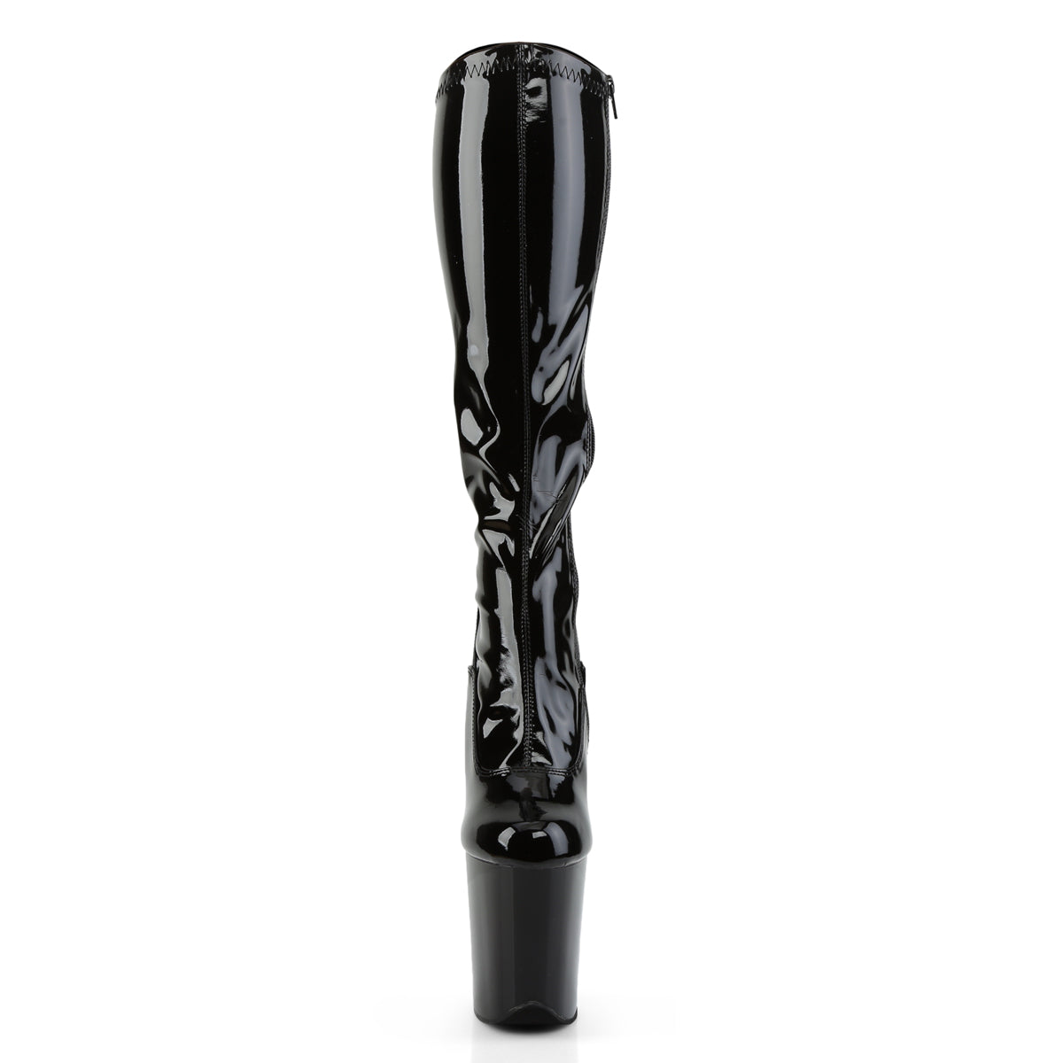 Pleaser FLAMINGO-2000 Black Platform Knee High Boots - 8 Inch Heels