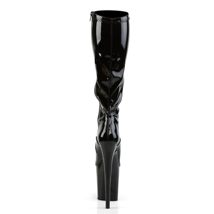 Pleaser FLAMINGO-2000 Black Platform Knee High Boots - 8 Inch Heels