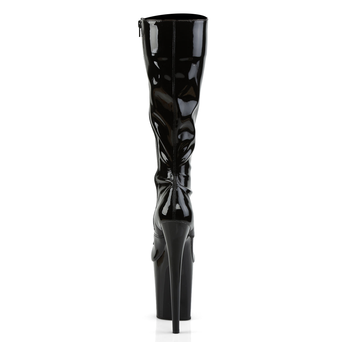 Pleaser FLAMINGO-2023 Black Lace-Up Platform Knee High Boots - 8 Inch Heels