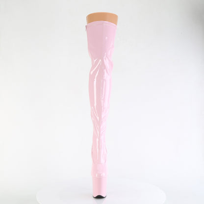Pleaser FLAMINGO-3000 Baby Pink Platform Thigh High Boots - 8 Inch Heels