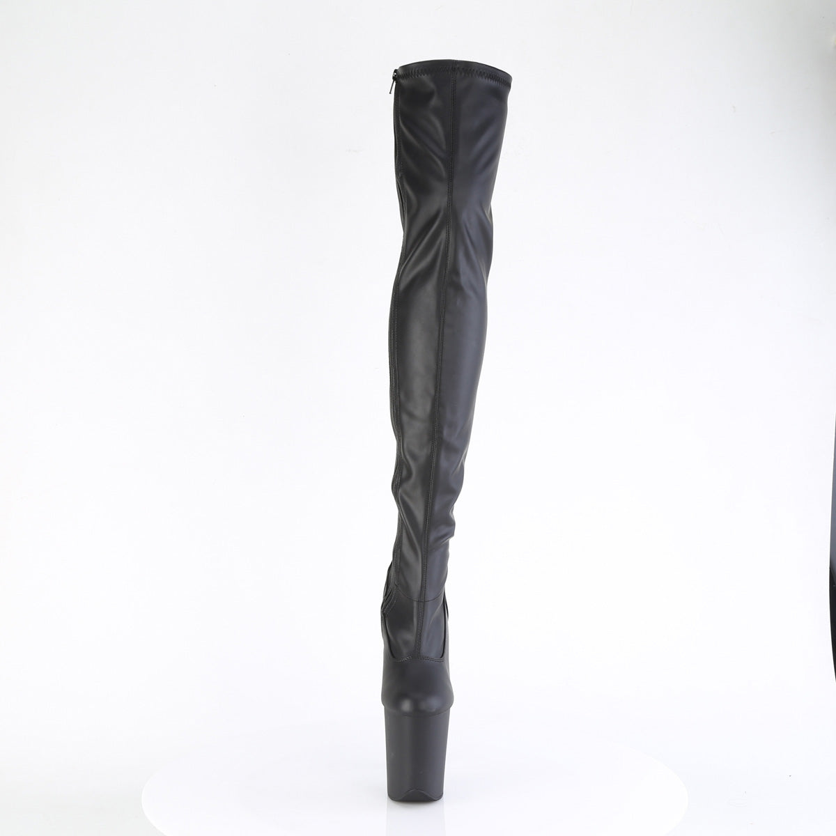 Pleaser FLAMINGO-3000 Black / Black Matte Platform Thigh High Boots - 8 Inch Heels