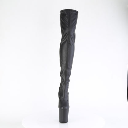 Pleaser FLAMINGO-3000 Black / Black Matte Platform Thigh High Boots - 8 Inch Heels