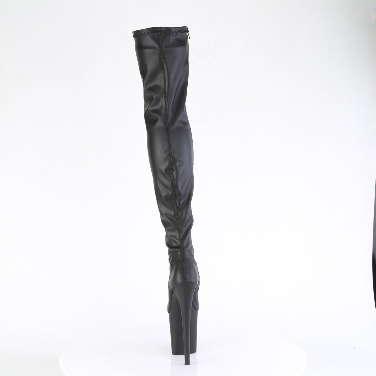Pleaser FLAMINGO-3000 Black / Black Matte Platform Thigh High Boots - 8 Inch Heels