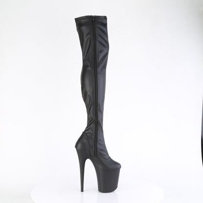 Pleaser FLAMINGO-3000 Black / Black Matte Platform Thigh High Boots - 8 Inch Heels