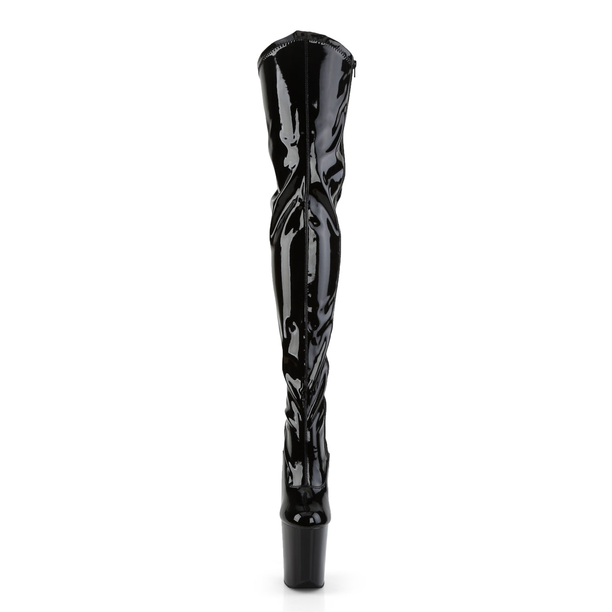 Pleaser FLAMINGO-3000 Black Platform Thigh High Boots - 8 Inch Heels