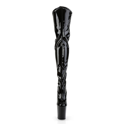 Pleaser FLAMINGO-3000 Black Platform Thigh High Boots - 8 Inch Heels