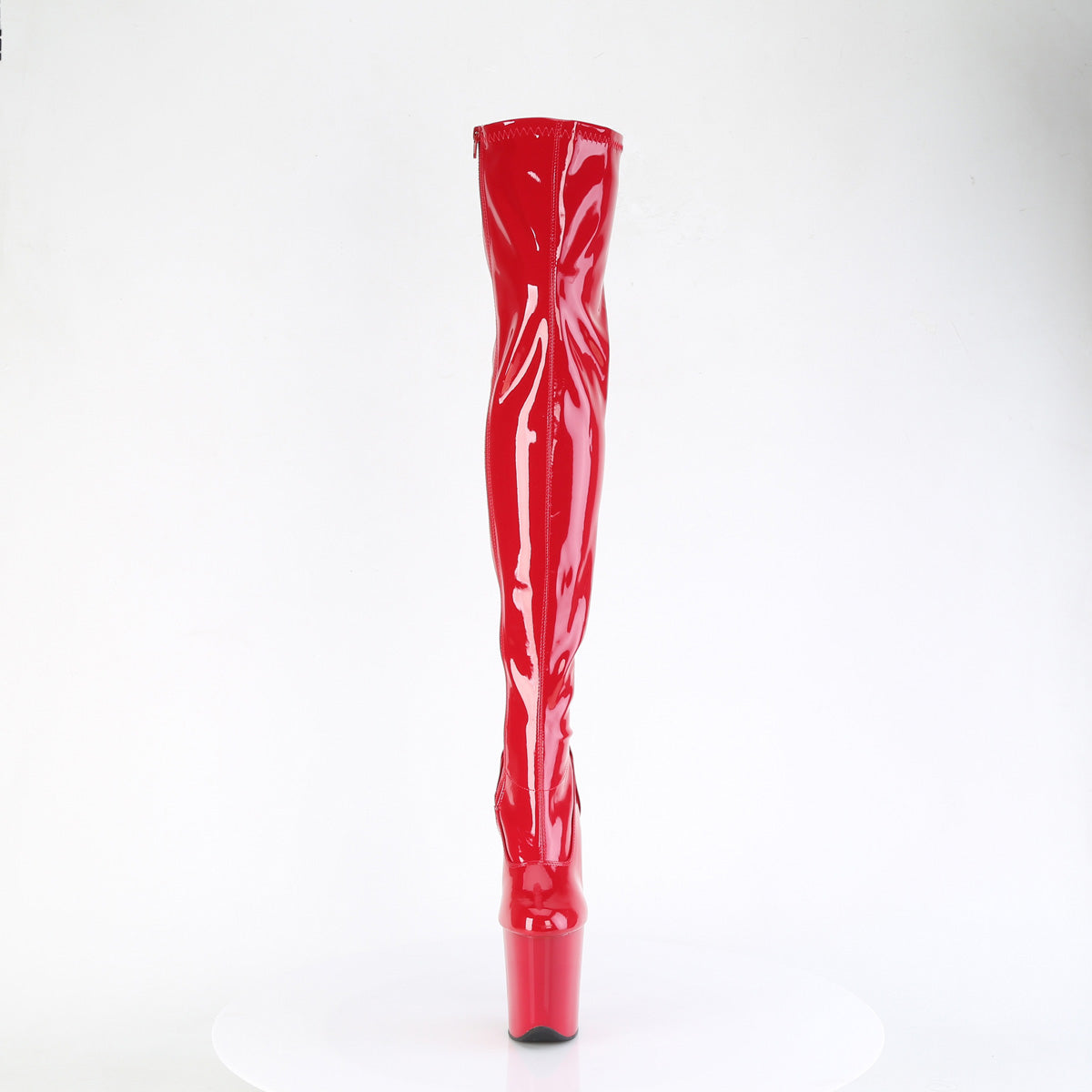 Pleaser FLAMINGO-3000 Red Platform Thigh High Boots - 8 Inch Heels