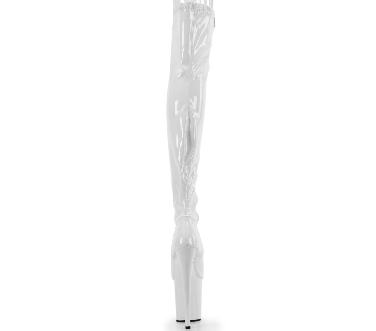 Pleaser FLAMINGO-3000 White Platform Thigh High Boots - 8 Inch Heels