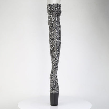 flamingo 3008sp bt pleaser pole dancing shoes grey blk snake print blk matte