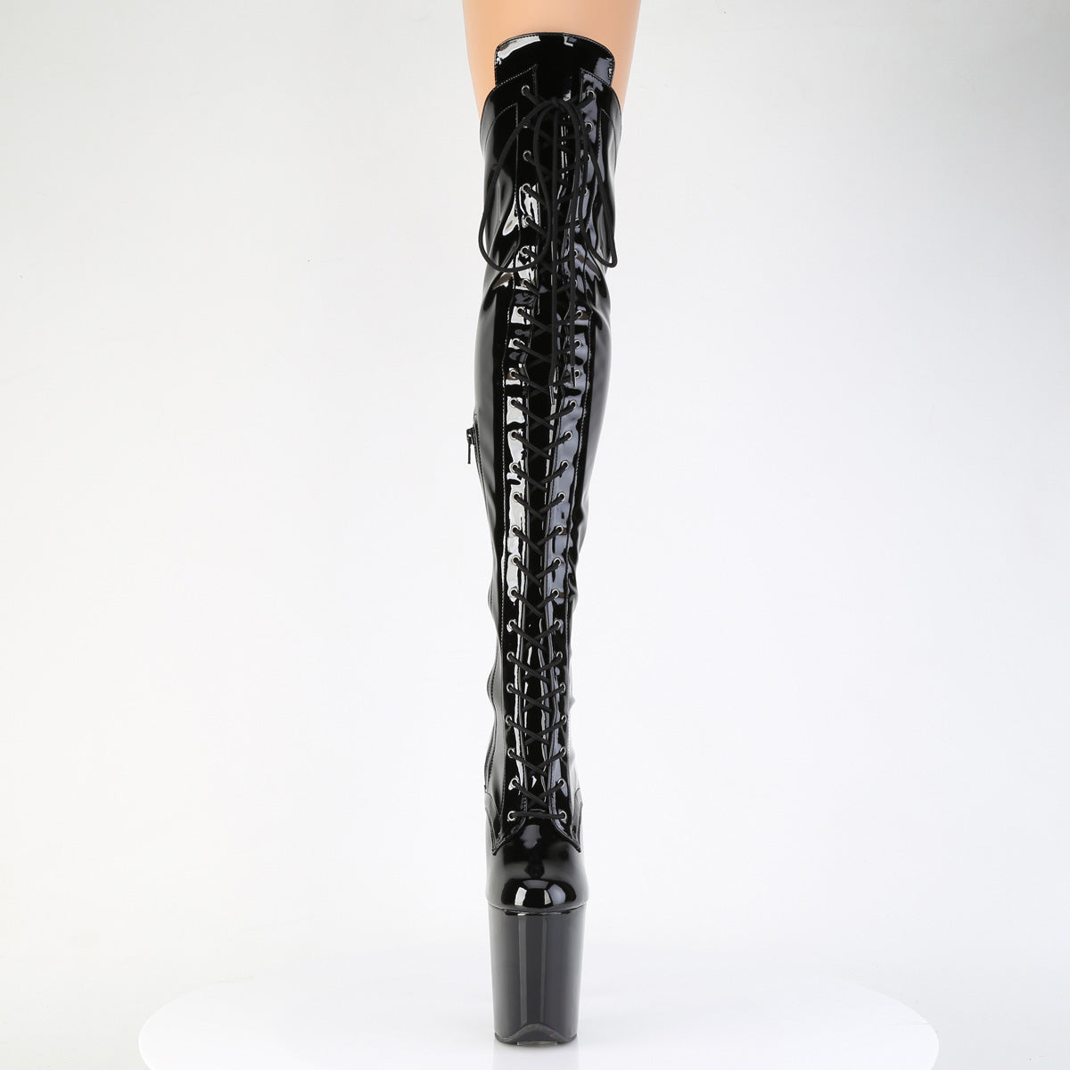 FLAMINGO-3014 Pleaser Black Patent 8 Inch Exotic Dance Thigh High boots