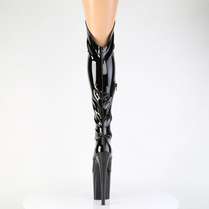 FLAMINGO-3014 Pleaser Black Patent 8 Inch Exotic Dance Thigh High boots