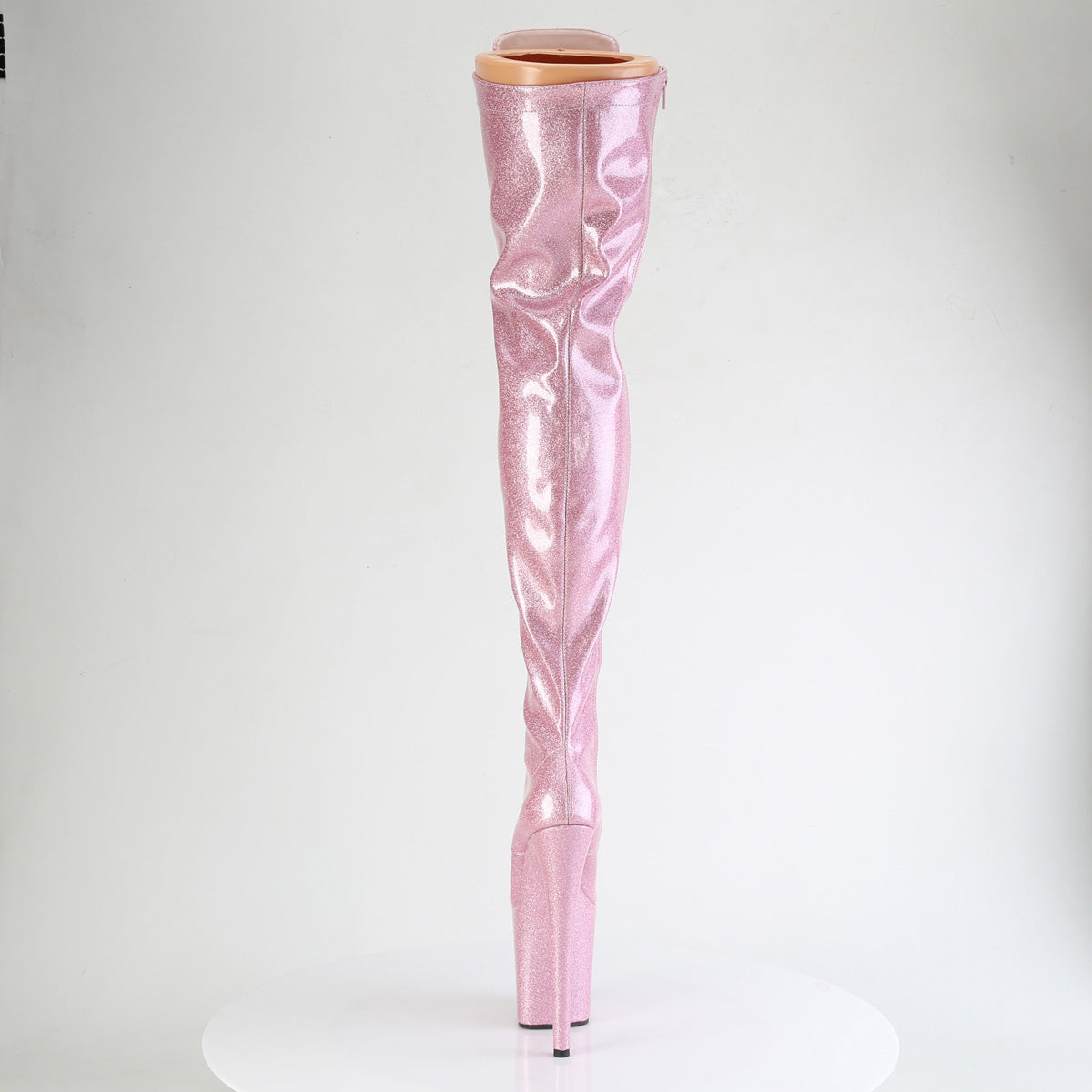 FLAMINGO-3020GP Pleaser Baby Pink Glitter 8 Inch Dancer Platform Thigh High boots