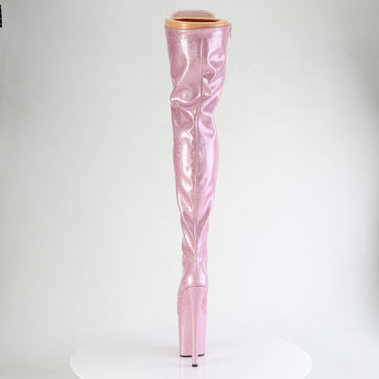 FLAMINGO-3020GP Pleaser Baby Pink Glitter 8 Inch Dancer Platform Thigh High boots
