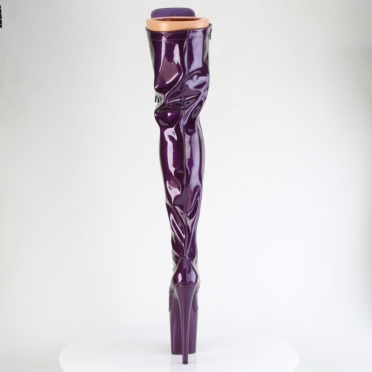 Pleaser FLAMINGO-3020GP Purple Glitter Lace-Up Platform Thigh High Boots - 8 Inch Heels
