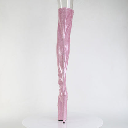 FLAMINGO-3021GP Pleaser Baby Pink Glitter 8 Inch Dancer Platform Thigh High boots