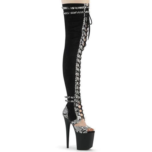 FLAMINGO-3027SP Pleaser Black 8 Inch Pole Dancing Thigh High boots