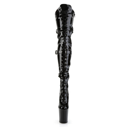 Pleaser FLAMINGO-3028 Black Lace-Up Platform Thigh High Boots - 8 Inch Heels