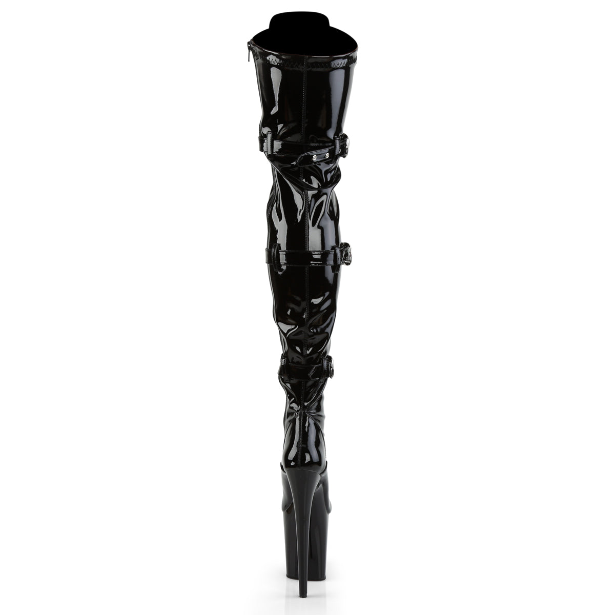 Pleaser FLAMINGO-3028 Black Lace-Up Platform Thigh High Boots - 8 Inch Heels